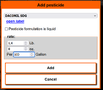 Add pesticide popup